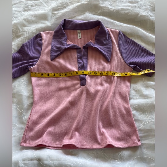 GoodTime USA 2-Piece XL Pink/Lavender Ribbed Collared w/Flared Bottoms Jump Suit - Picture 2 of 16